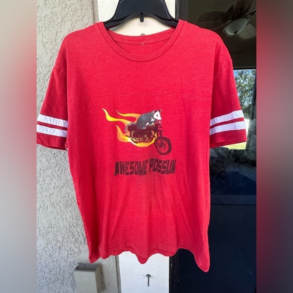 Cafe Press Awesome Possum on a Motorcycle Graphic Tee